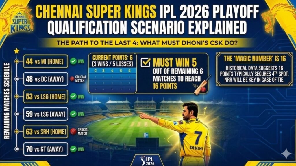 CSK’s path to IPL playoffs in 2026 summarized briefly ...